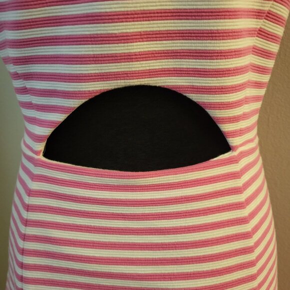 Lily Pulitzer Women's Medium Dress Sleeveless A-Line Pink White Striped Keyhole - Picture 13 of 14